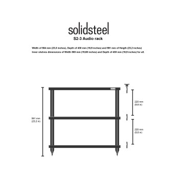 Solidsteel S2-3 – Rack HiFi a 3 ripiani | Supporto per elettroniche audio Solidsteel - 1 2