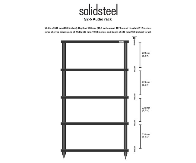 Solidsteel S2-5 mobile hifi 5 ripiani Solidsteel - 3