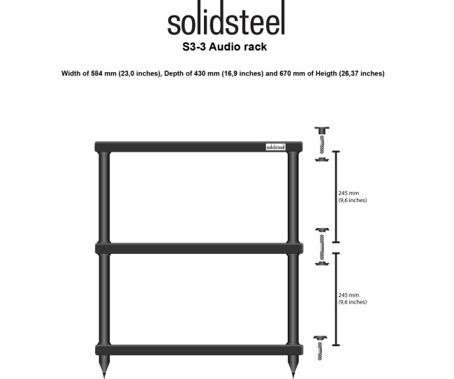 Solidsteel S3-3 mobile hifi 3 ripiani Solidsteel - 4