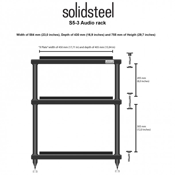 Solidsteel S5-3 mobile hifi 3 ripiani Solidsteel - 4