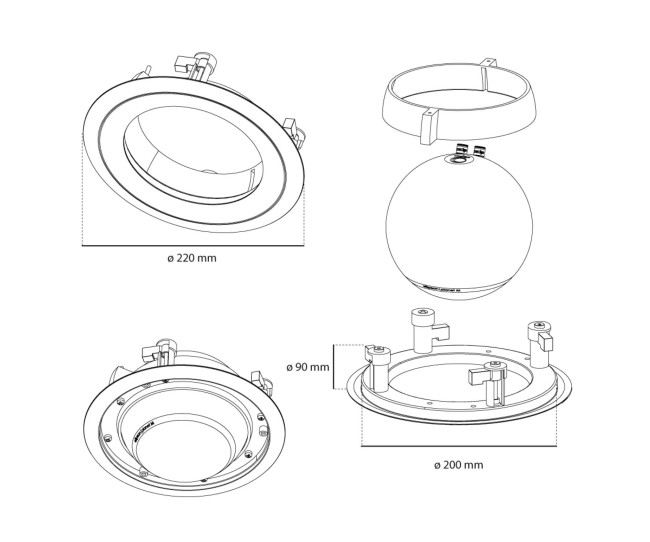 Elipson Planet M supporto da incasso a soffitto Elipson - 2