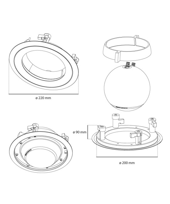 Elipson Planet M supporto da incasso a soffitto Elipson - 2