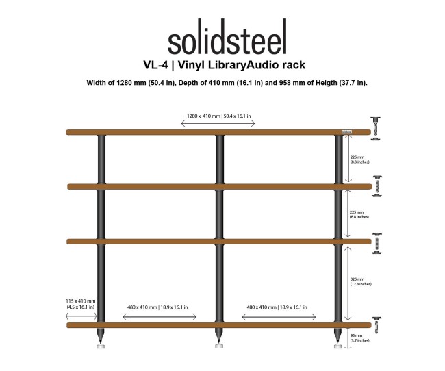 Solidsteel VL4 mobile hifi e vinili 4 ripiani Solidsteel - 6