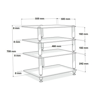 Norstone Bergen 2 – Rack Hi-Fi 4 Ripiani in Vetro | Mobile Best Seller Norstone - 5