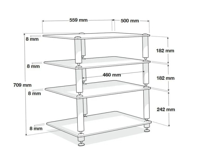 Norstone Bergen 2 – Rack Hi-Fi 4 Ripiani in Vetro | Mobile Best Seller Norstone - 5