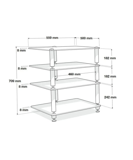 Norstone Bergen 2 – Rack Hi-Fi 4 Ripiani in Vetro | Mobile Best Seller Norstone - 5