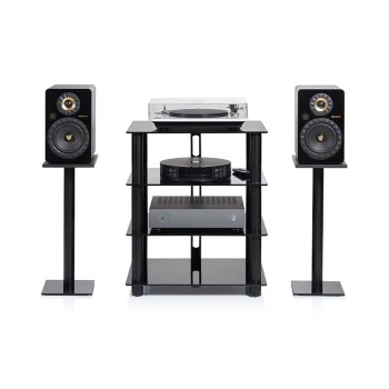 Norstone Epur 4 – Rack Hi-Fi Acciaio Satinato e Vetro con Ruote | 2 Finiture Norstone - 4