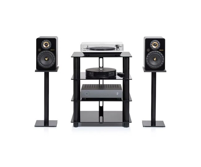Norstone Epur 4 – Rack Hi-Fi Acciaio Satinato e Vetro con Ruote | 2 Finiture Norstone - 4