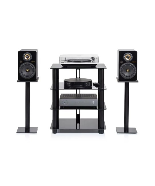 Norstone Epur 4 – Rack Hi-Fi Acciaio Satinato e Vetro con Ruote | 2 Finiture Norstone - 4