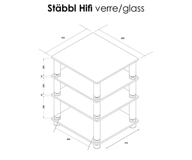 Norstone Stabbl HiFi – Rack Hi-Fi Vetro 15mm | 50 kg per Ripiano Norstone - 8