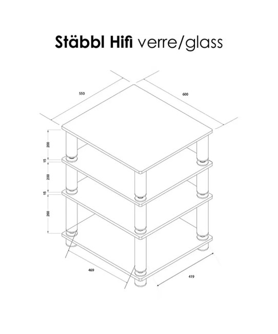 Norstone Stabbl HiFi – Rack Hi-Fi Vetro 15mm | 50 kg per Ripiano Norstone - 8