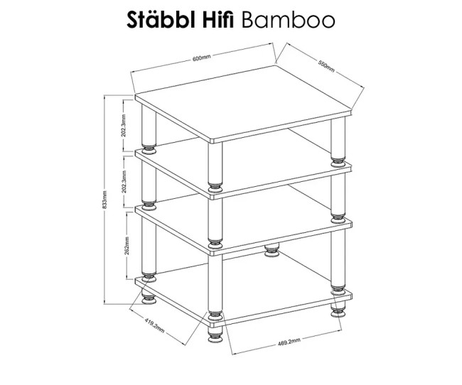 Norstone Stabbl Bamboo – Rack Hi-Fi Legno Bamboo 25mm | 200kg Totali Norstone - 8