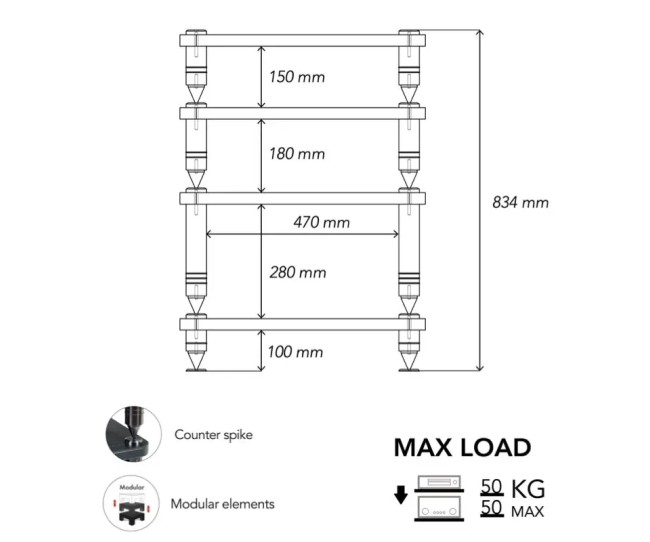 Norstone Como – Rack Hi-Fi Componibile | Acciaio e Pelle | 4 Moduli Norstone - 11