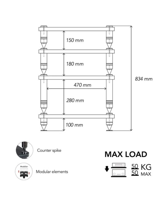 Norstone Como – Rack Hi-Fi Componibile | Acciaio e Pelle | 4 Moduli Norstone - 11