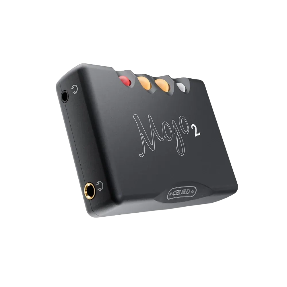 Chord Mojo 2 V4.4 – vista laterale con pulsanti sferici colorati per il controllo del volume