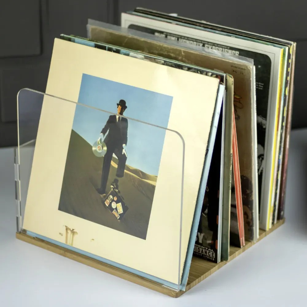 Norstone Vinyl LP R – Contenitore porta vinili in bambù e plexiglass