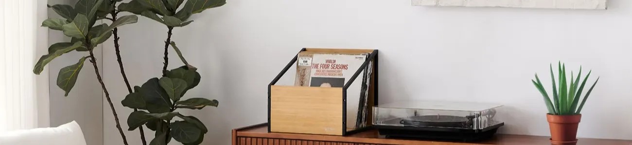 Norstone Vinyl LP Case – cassa porta vinili in metallo e bambù