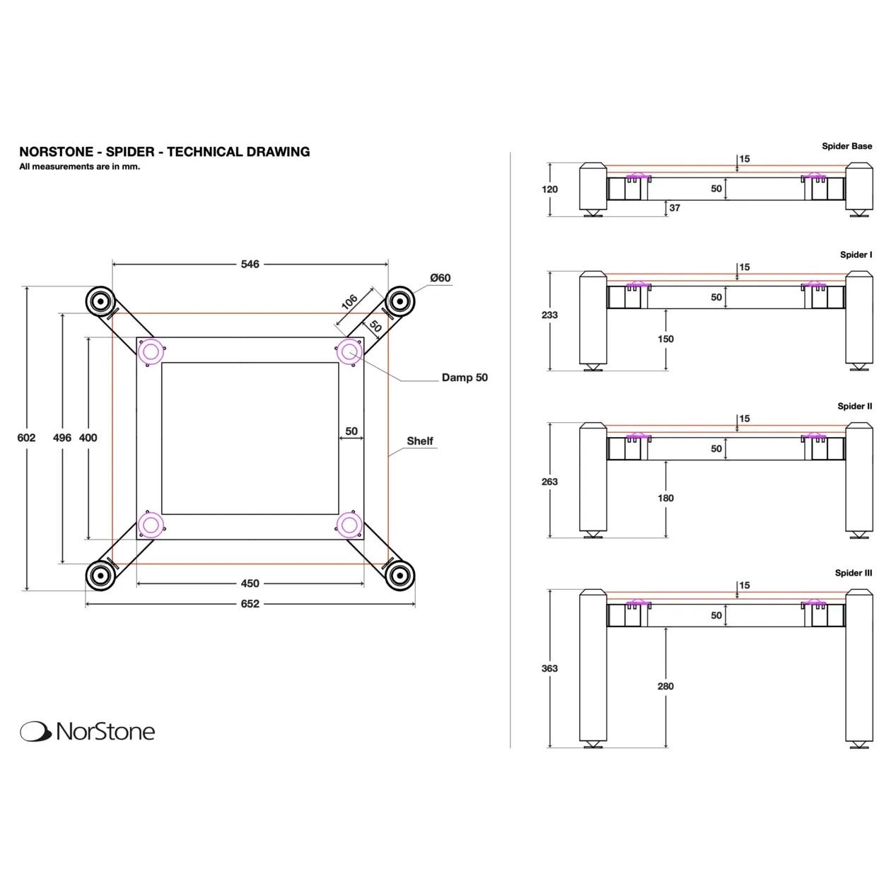 Norstone Spider – dettaglio struttura in acciaio e ripiano in bamboo naturale
