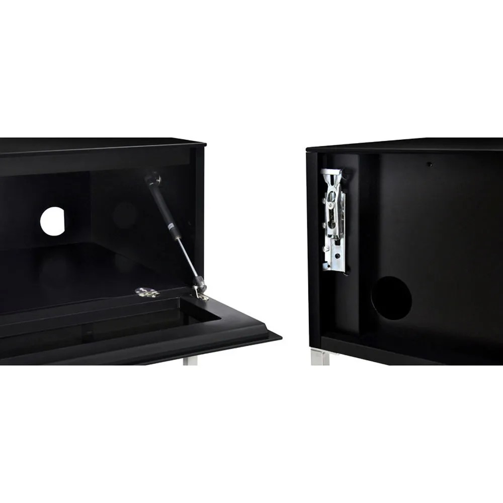 Norstone Khalm – dettaglio top in vetro e gambe cromate, finitura nera