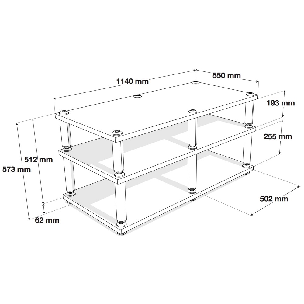Norstone Stabbl AV – piano 1140x550mm con sei elettroniche full-size AV affiancate