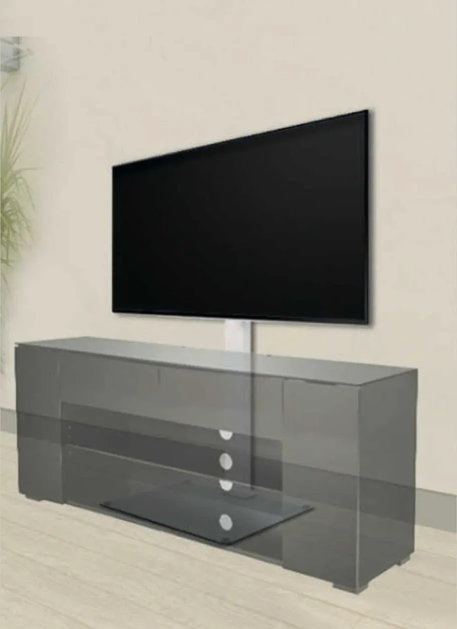 Norstone Suspens Plus – configurazione con mobile AV basso nascosto sotto la base