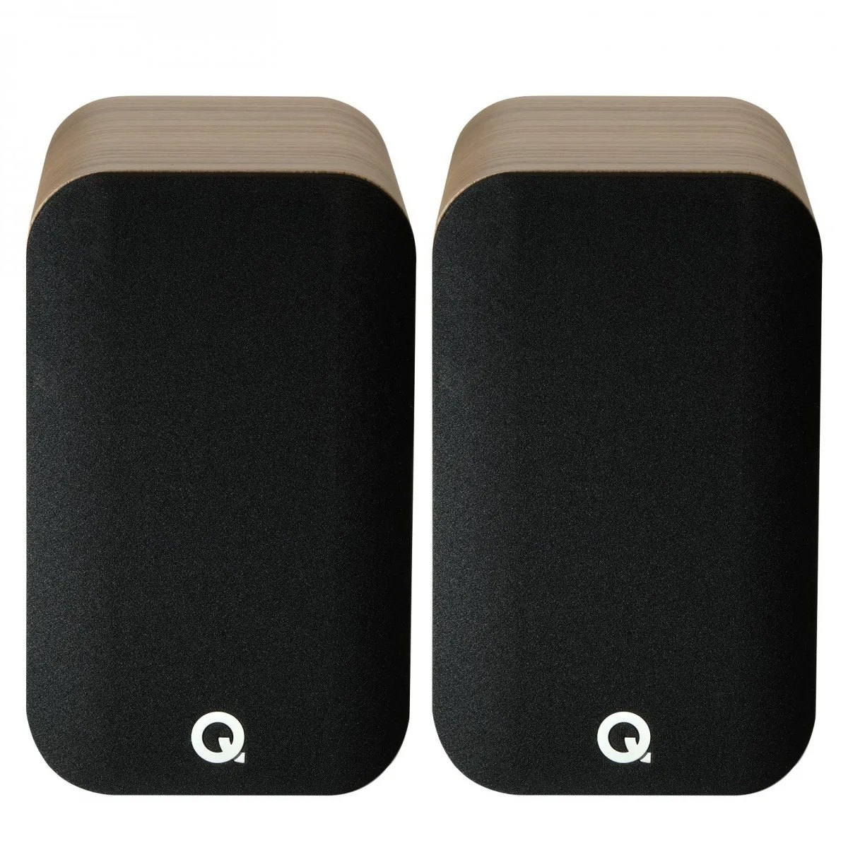 Q Acoustics 5020 – vista posteriore con terminale di connessione e reflex, finitura Holme Oak