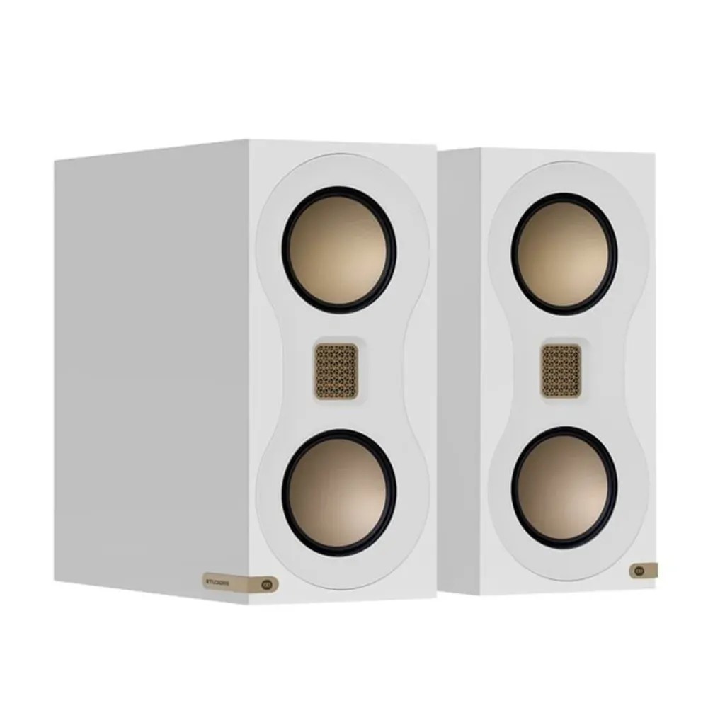 Monitor Audio Studio 89 – dettaglio driver RDT III e tweeter MPD III con finitura oro