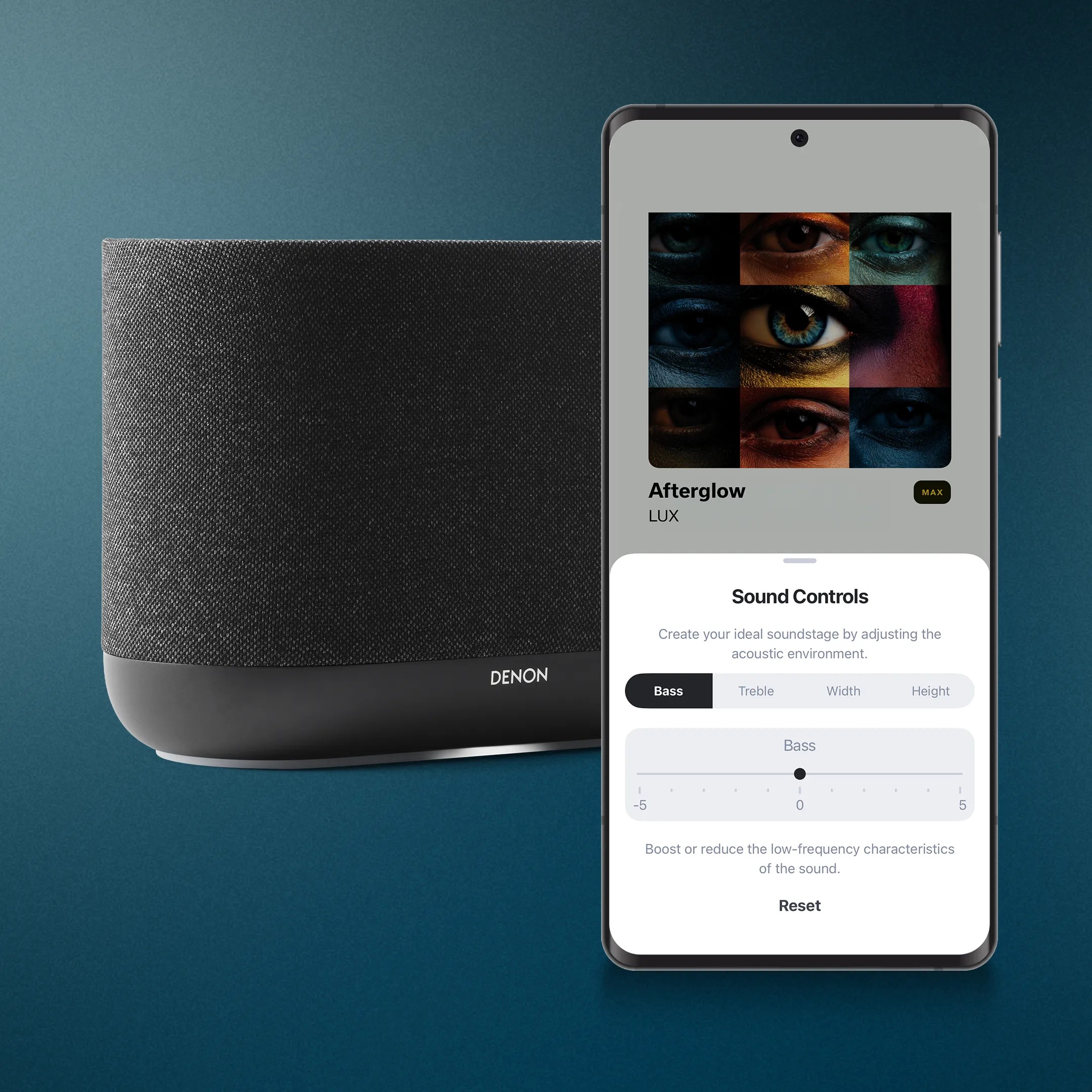 Denon Home 400 – finitura Stone vista dall'alto con upfiring