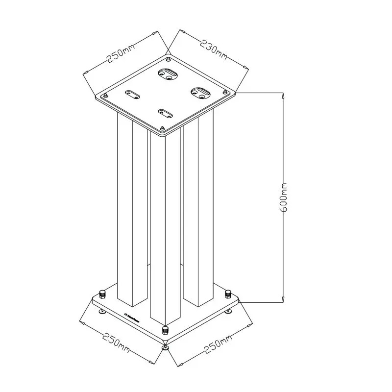 Norstone Stylum Square – dettaglio delle quattro colonne quadrate e base superiore in ghisa