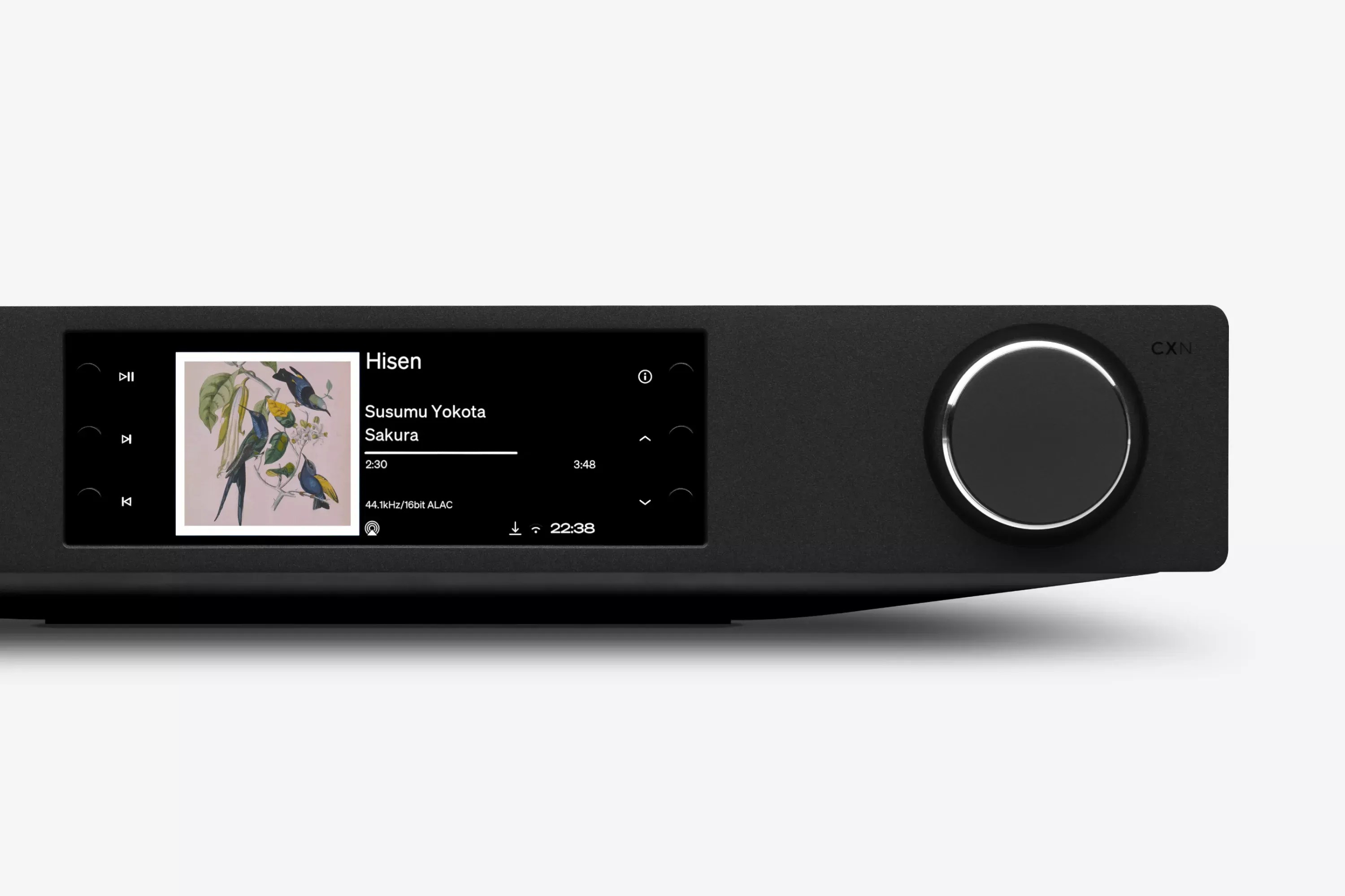 Cambridge Audio CXN100 SE – streamer di rete Hi-Res, vista frontale con display a colori 4,76 pollici