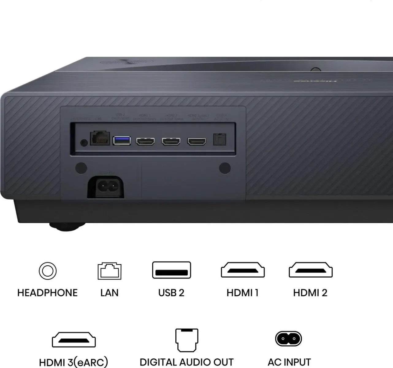 Hisense PT1 – proiezione a 100 pollici in ambiente living, distanza minima dalla parete