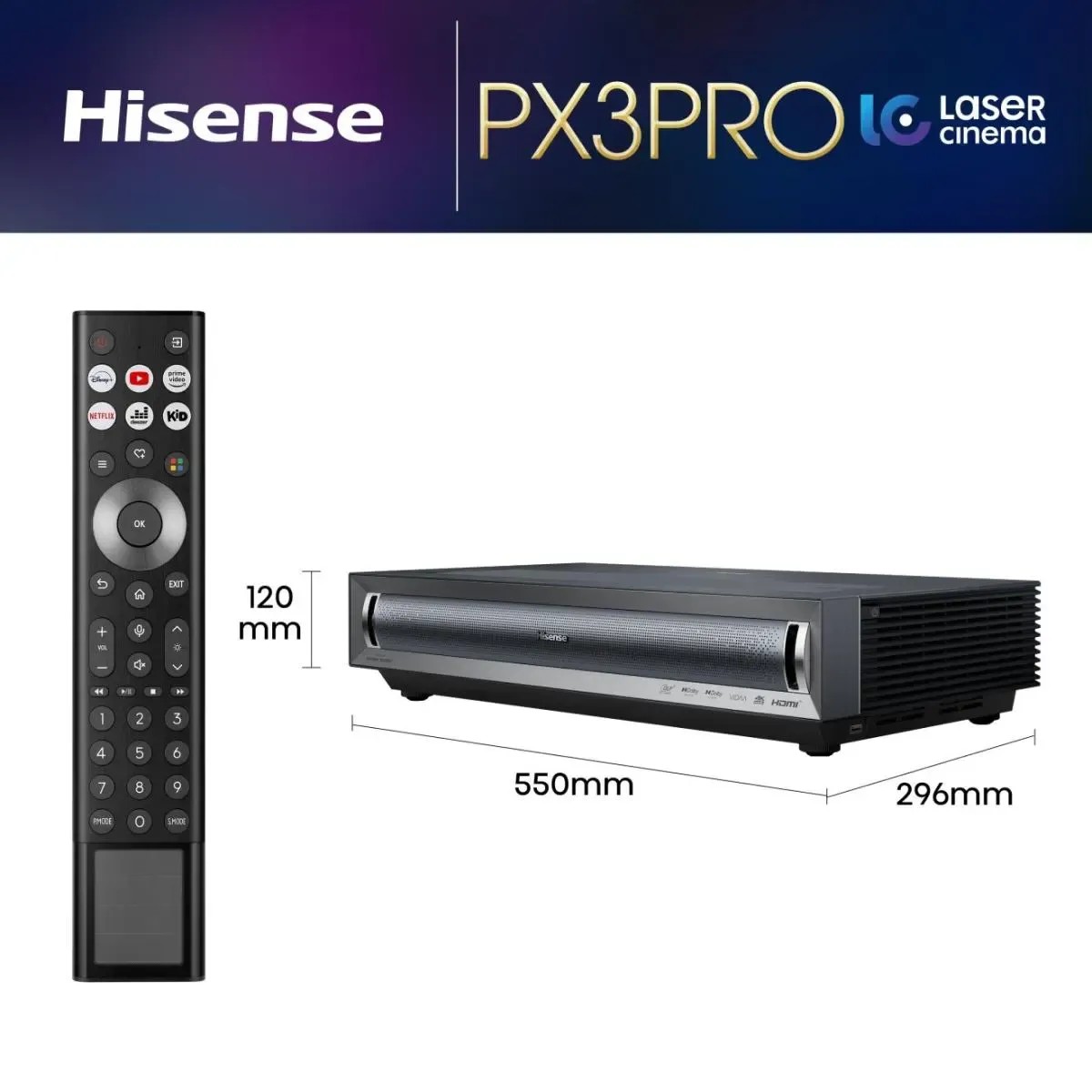 Hisense PX3-PRO – proiezione a 120 pollici con distanza di 31 cm dalla parete