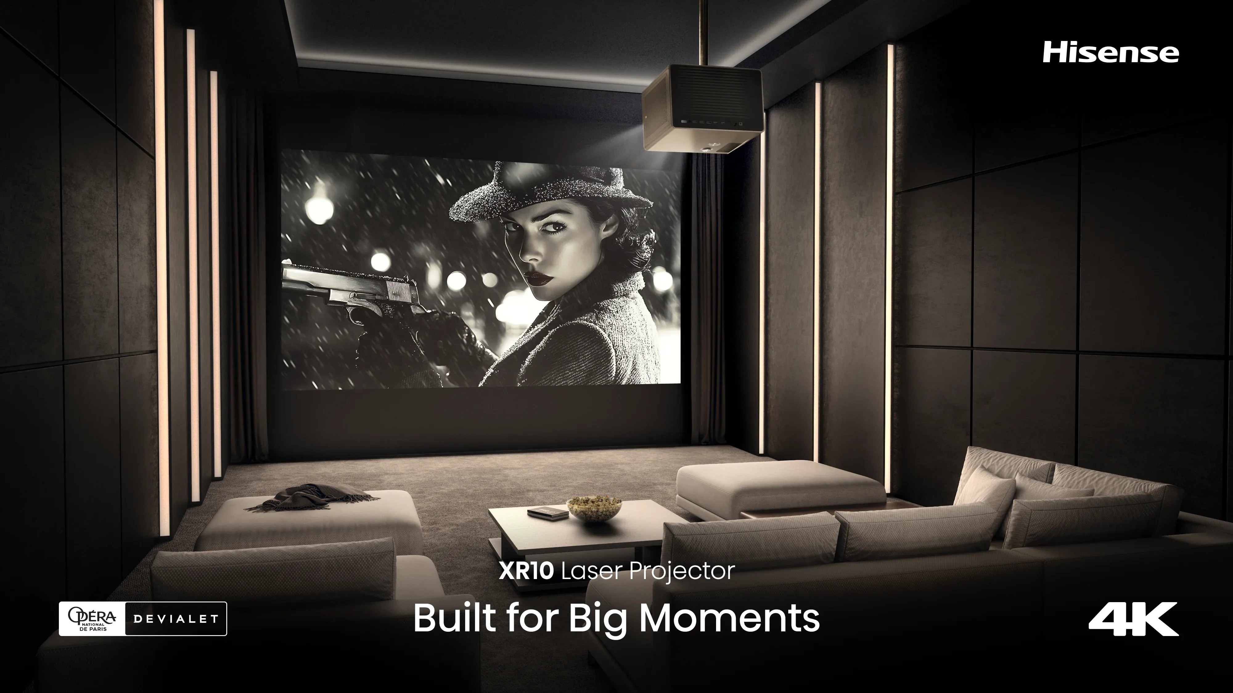 Hisense XR10 – proiezione a 200 pollici in home theater dedicato, ampiezza e dettaglio 4K
