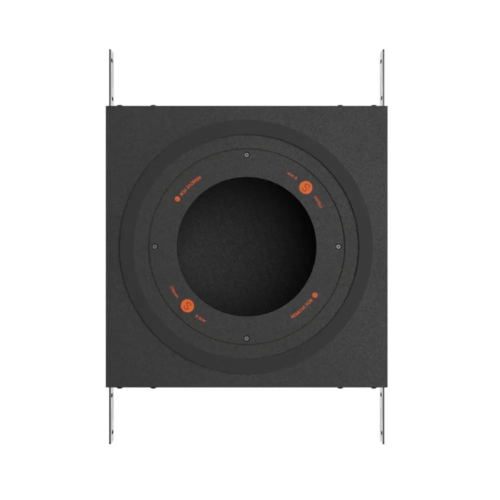 Monitor Audio CSM-BOX – vista posteriore con apertura per il diffusore e bordi in MDF, dettaglio costruttivo
