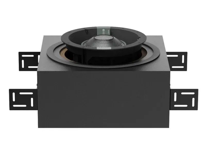 Monitor Audio CSM-BOX – back box in MDF per diffusori da soffitto, vista frontale con adattatori Small e Medium Ring