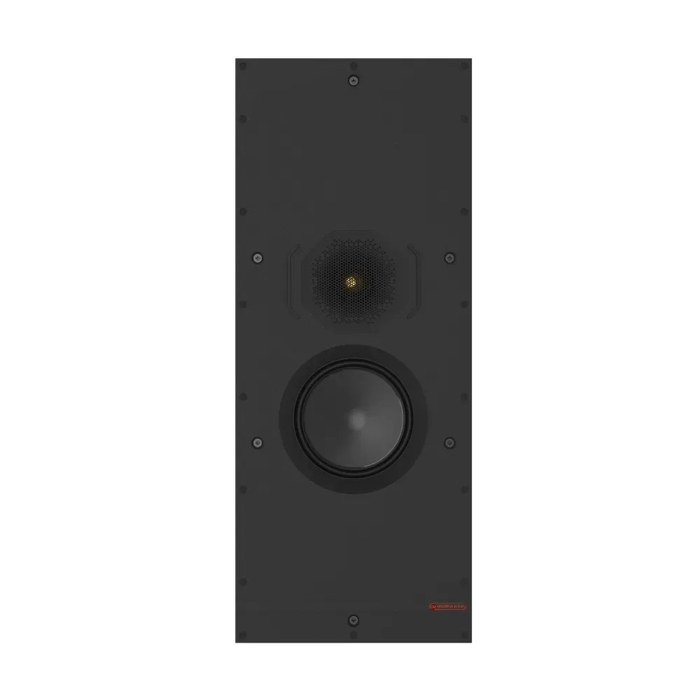 Monitor Audio W1M-E – sistema Tri-Grip II a 6 posizioni, vista posteriore con ganasce di fissaggio