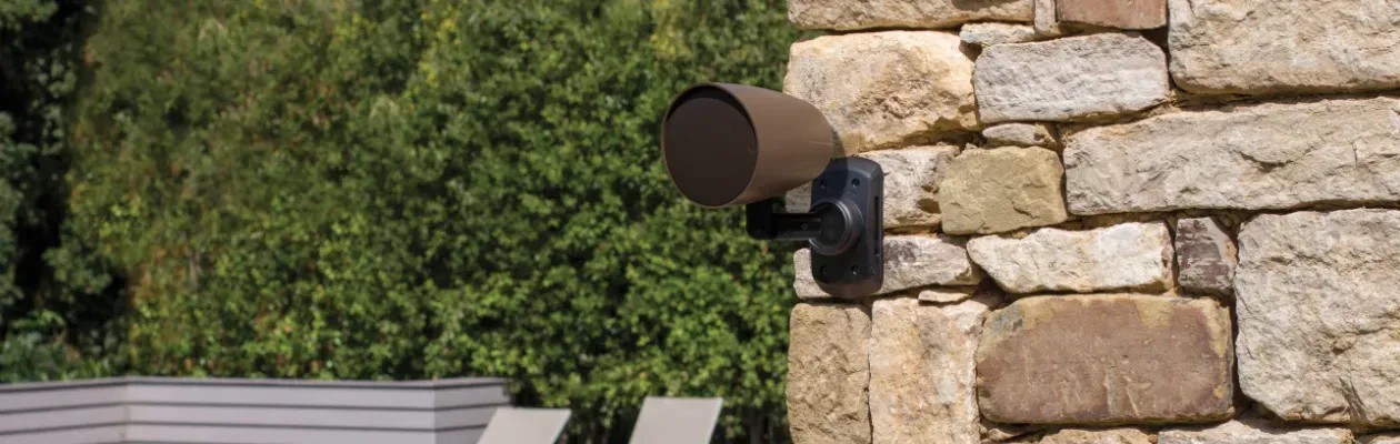Monitor Audio Climate Garden CLG140 – satellite speaker coassiale per giardino, cabinet conico marrone, spike e bracket