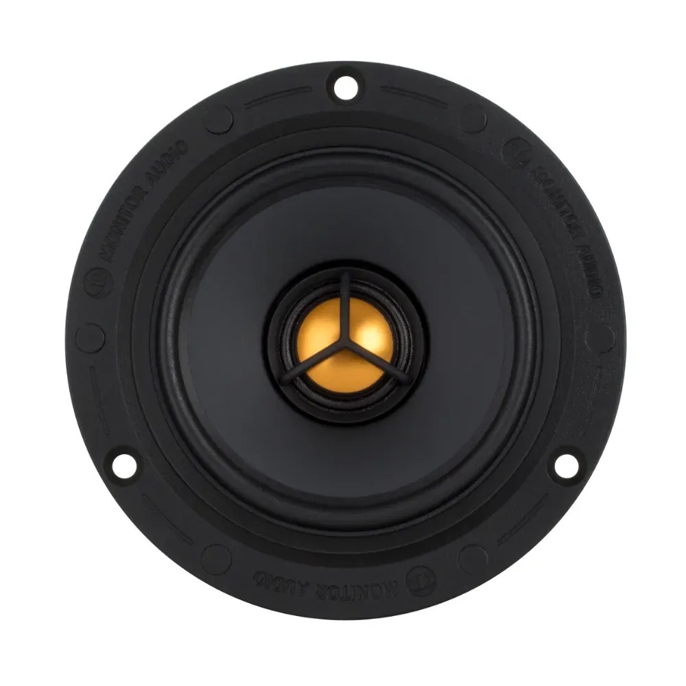 Monitor Audio CF230 – installazione flush fit in soffitto a griglia multipla, griglia verniciata a tinta soffitto, invisibile