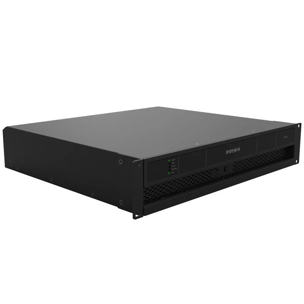 Integra 8500DSP – amplificatore professionale 8 canali 500W, 2RU full-rack, raffreddamento attivo frontale, pannello posteriore bianco