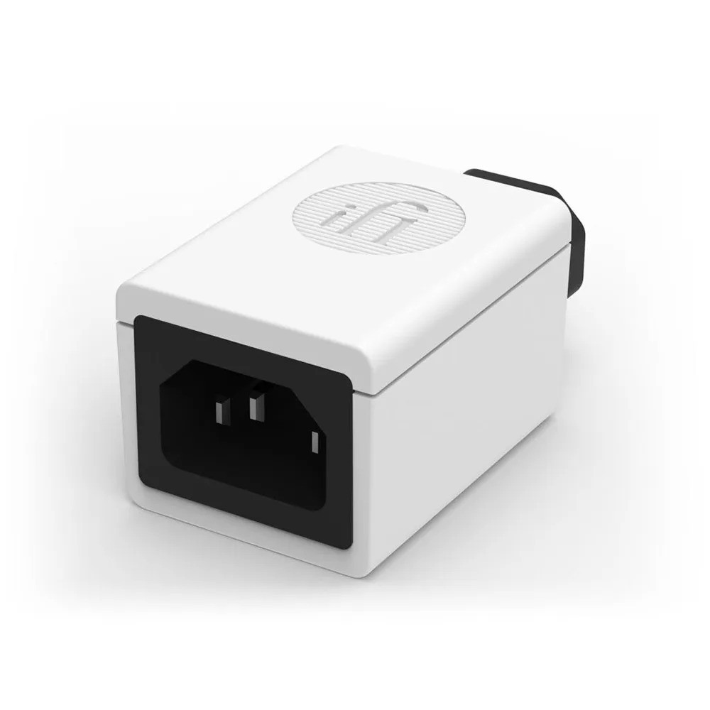 iFi DC Blocker standard – 68×37×32mm, 63g, installato tra cavo alimentazione e presa IEC amplificatore, corrente continua 4A