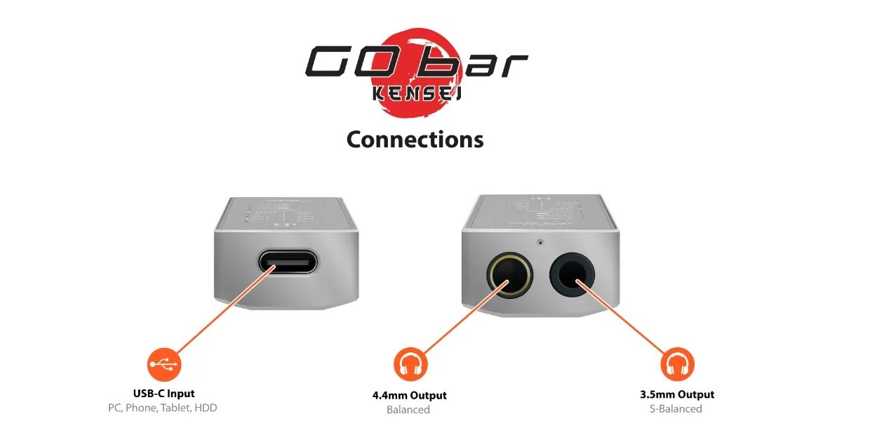 iFi GO Bar Kensei – dongle DAC ultraportatile acciaio inossidabile giapponese, K2HD Technology, 475mW 4.4mm bilanciato, SNR 132dBA, EISA Best Compact DAC 2024