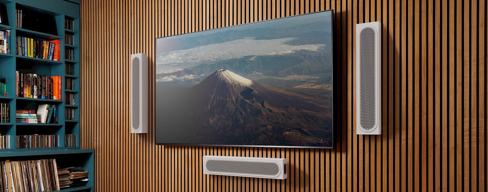 Monitor Audio Radius On-Wall 4G – diffusore da parete ultra-slim, orientamento orizzontale come center channel sotto TV, finitura Gloss Black, staffa inclusa
