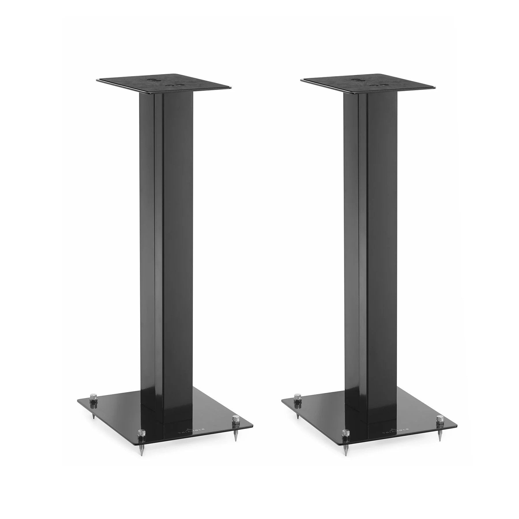Triangle S02 coppia supporti 60cm finitura Black, colonna con cable routing tubo posteriore, piano 165×215mm, spike acciaio, compatibile BR03 Esprit Comete