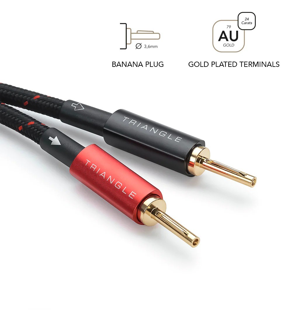 Triangle Red Serie – dettaglio sezione trasversale: 224 fili OFC per conduttore, triplo strato cotone+PVC interno, nucleo PVC e guaina tessuto esterno visibili