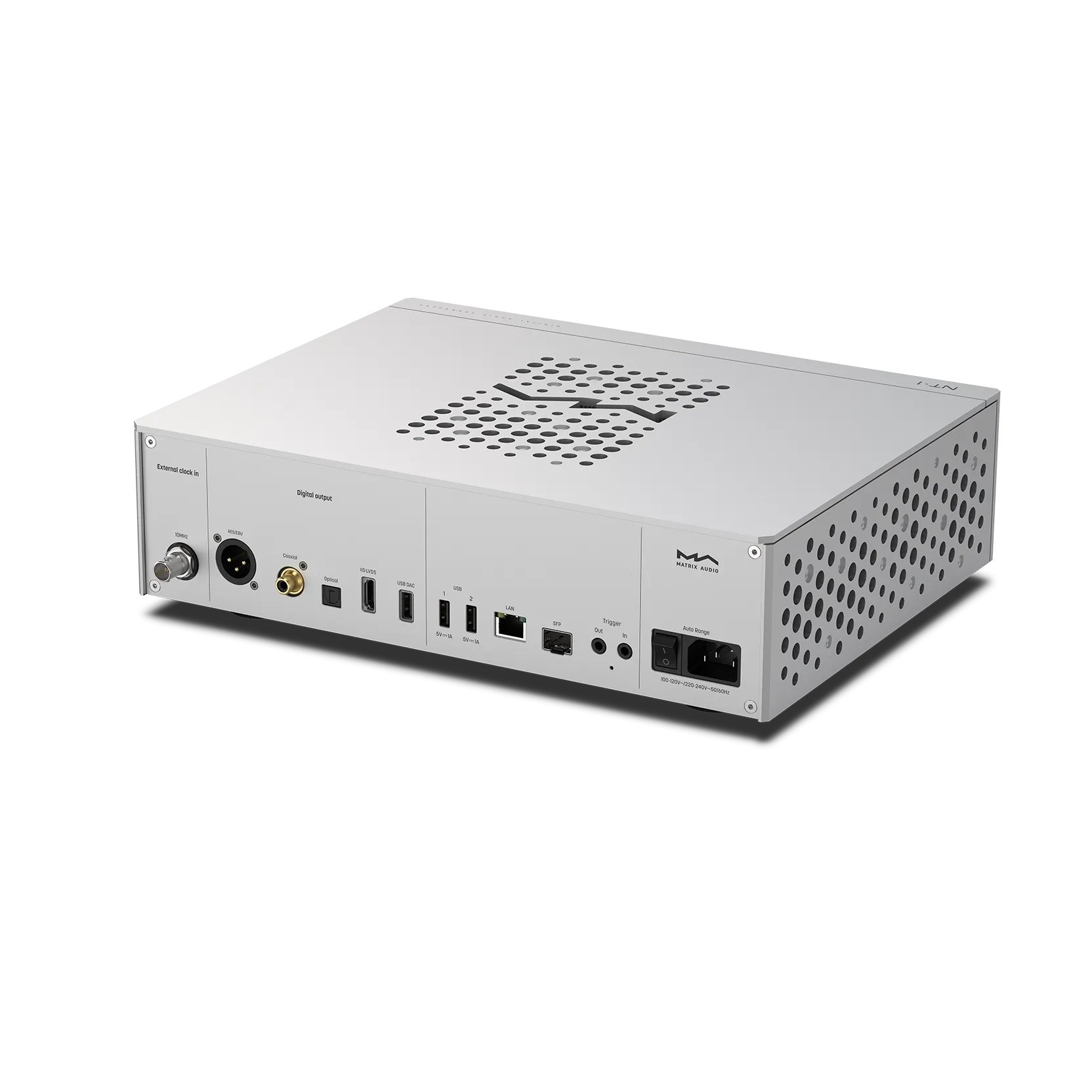 Matrix Audio NT-1 – chassis alluminio CNC 330×267mm, display 8.8 pollici IPS touch, transport puro senza DAC, alimentatore lineare toroidale, full-width format