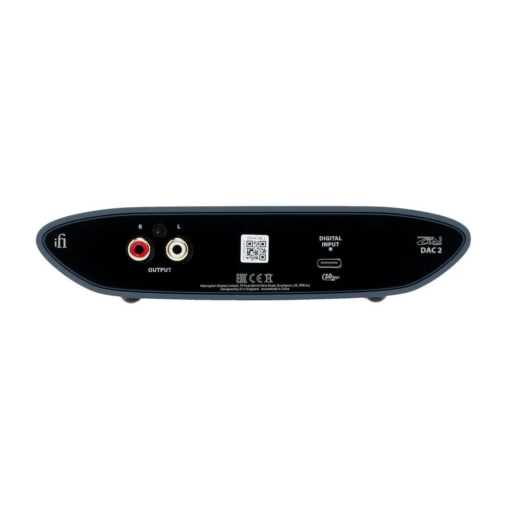 iFi ZEN Air DAC 2 – pannello posteriore: USB-B input, RCA line out, alimentazione, installazione desktop PC Mac laptop audio upgrade