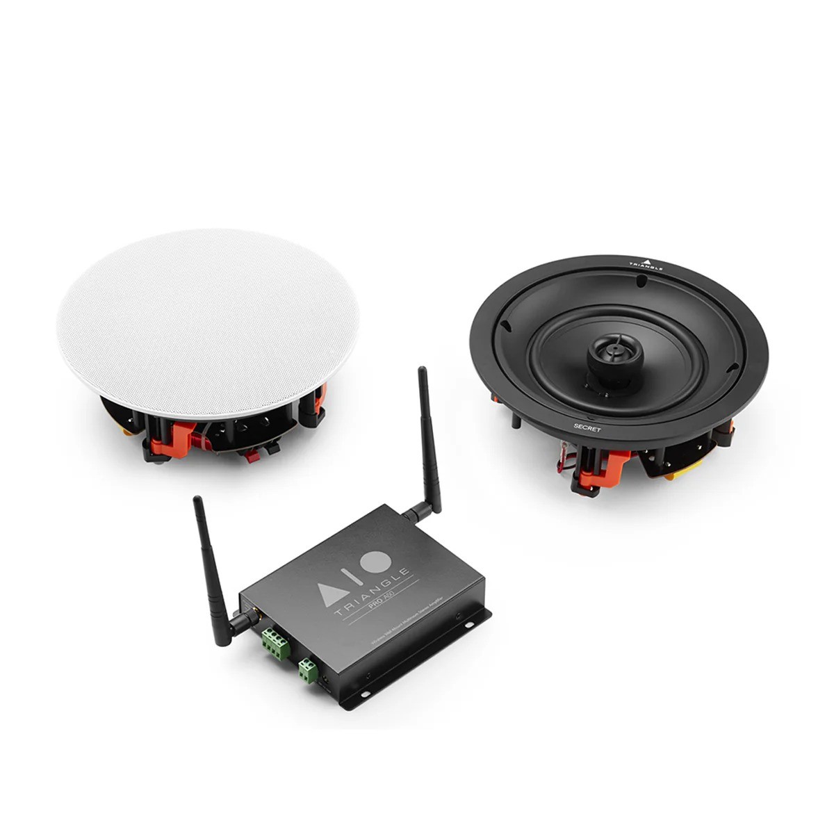 Triangle AIO Pro A50 – amplificatore Wi-Fi multiroom, chassis ultrasottile 31mm, antenne Wi-Fi e BT, terminali Phoenix, montaggio a parete o controsoffitto